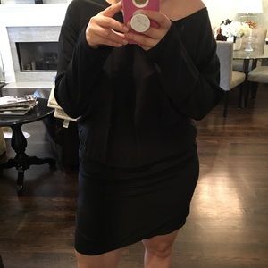 Anthropologie Black Silk Mini Dress